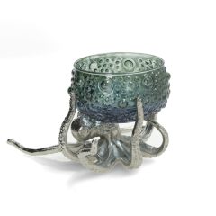 Octopus Holder with Blue-Green Glass Bowl
