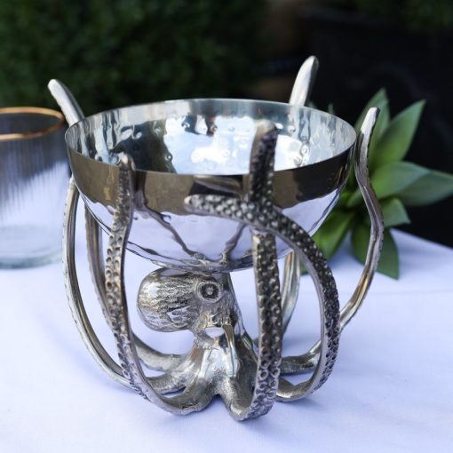 Octopus Stand with Hammered Stainless Steel Bowl Mini