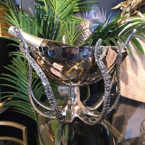 Octopus Stand with Hammered Stainless Steel Bowl