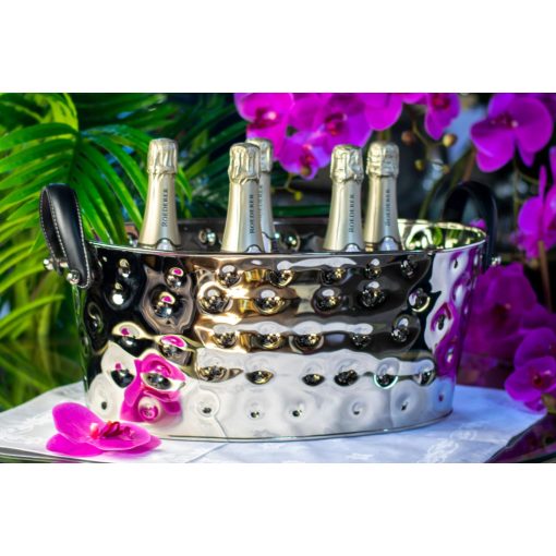 Polo Champagne Bath with Black Leather Handles