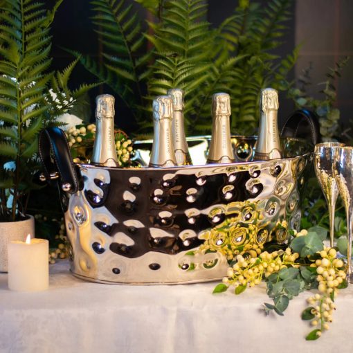 Polo Champagne Bath with Black Leather Handles